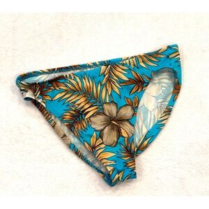 Beach Native Womens Tropical Floral Bikini Bottom Blue Hibiscus Palm Print S